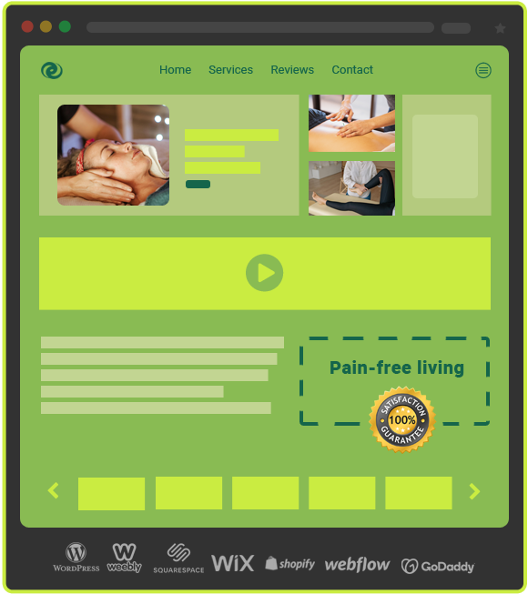 Website design mockup for massage therapy services by W3 Ground