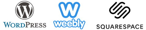 WordPress, Weebly and Squarespace website builder logos