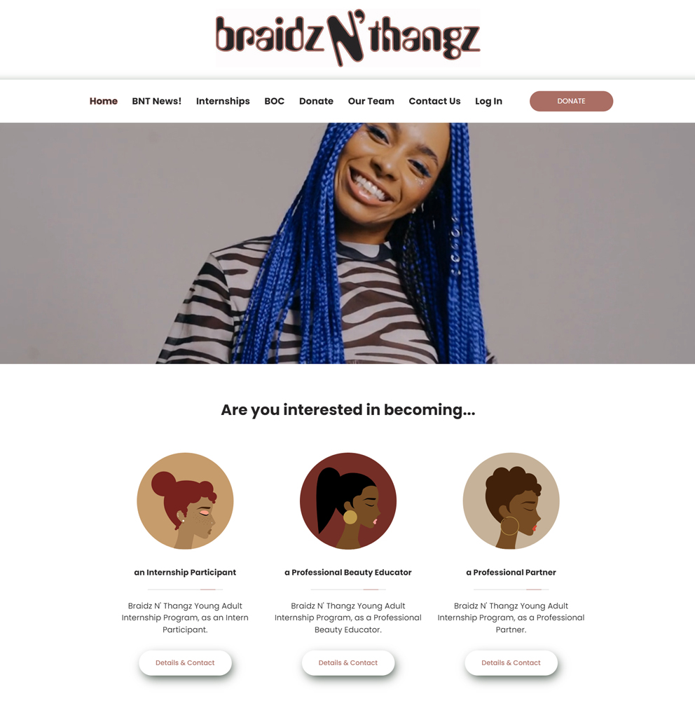 Braidz and Thangz beauty salon website design