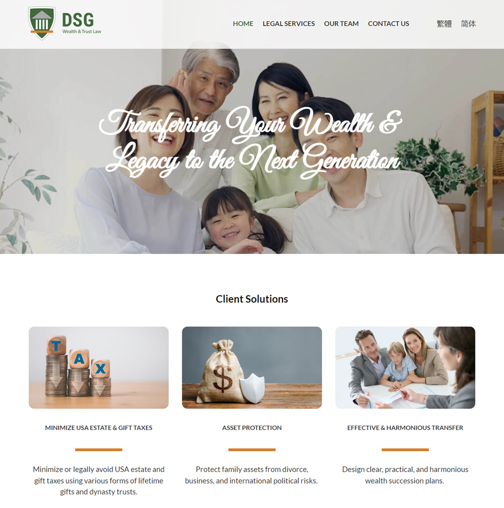 DSG wealth and trust law website design and built by W3 Ground
