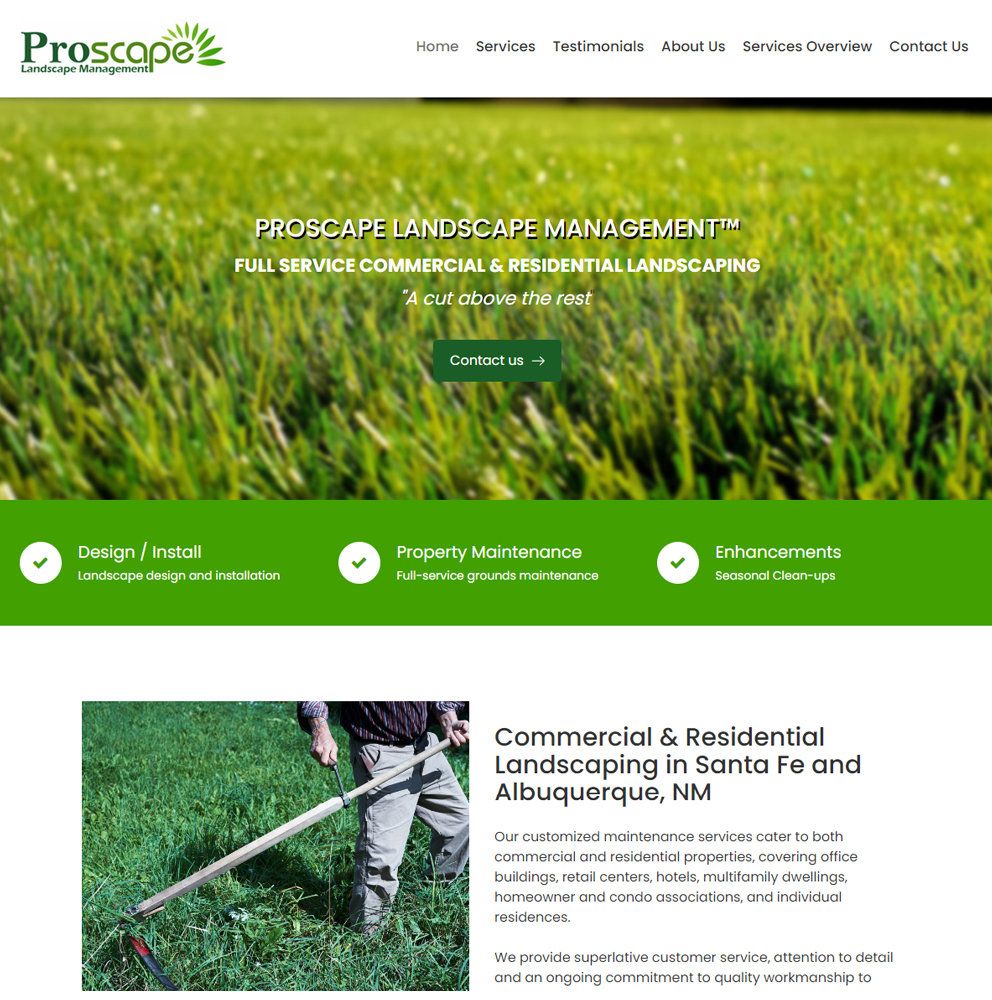 Proscape landscaping website redesign