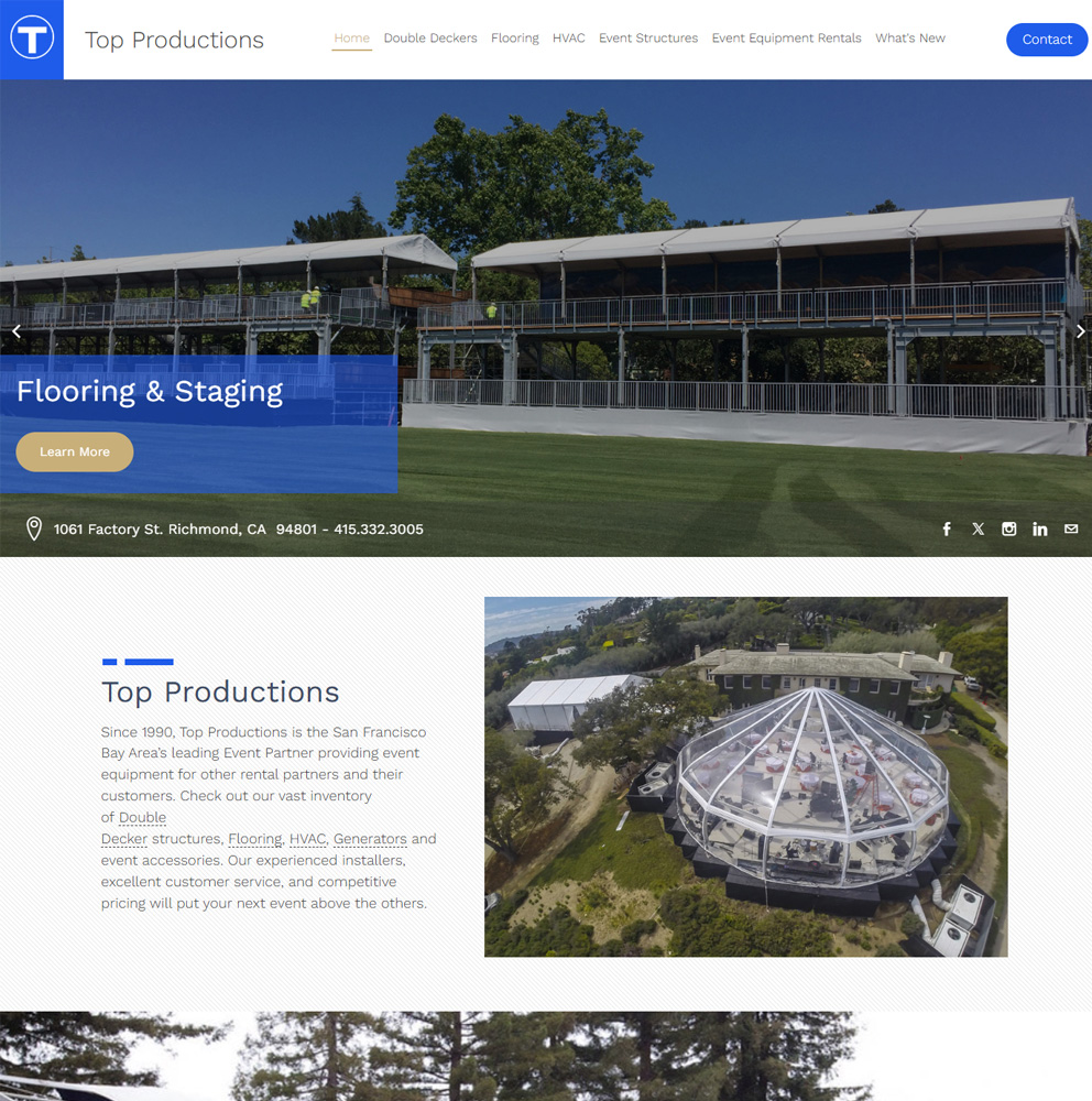 Top productions events service website