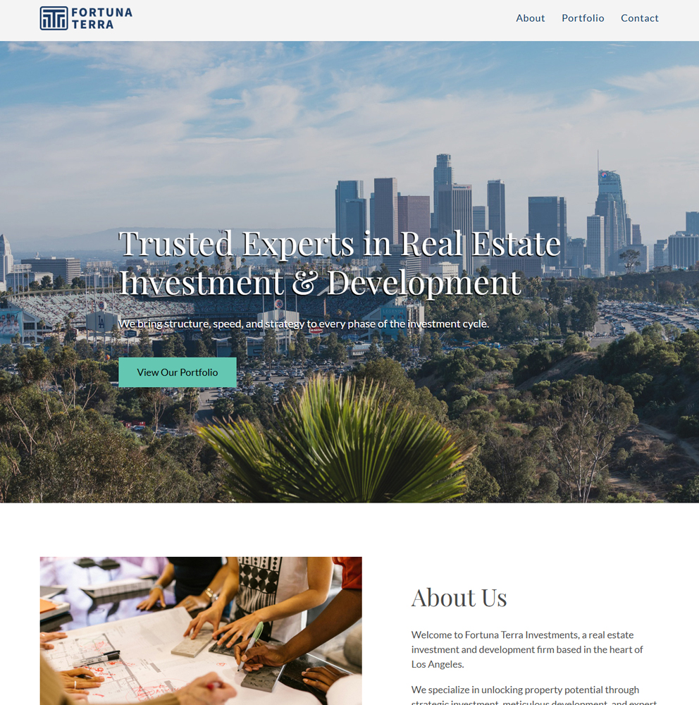 Fortuna Terra website for real estate investment companies