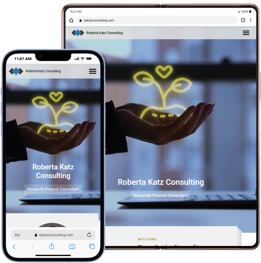 Multiple device website display for Roberta Katz Consulting
