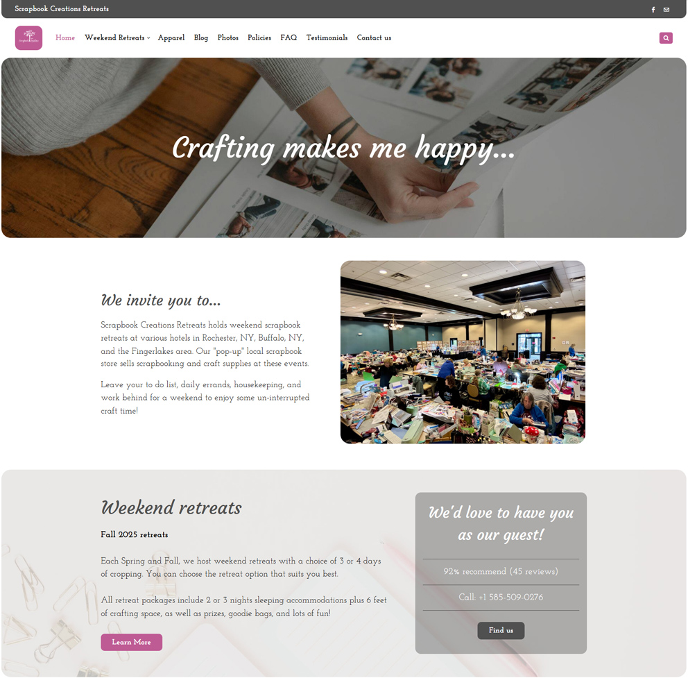 Scrapbook Creations NY website remake and restructuring