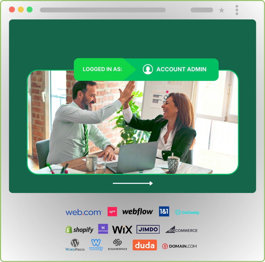 Website service agency with client admin ownership, control and access
