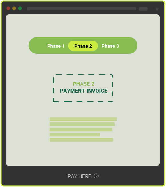 Pricing and milestone payment invoice for website design services